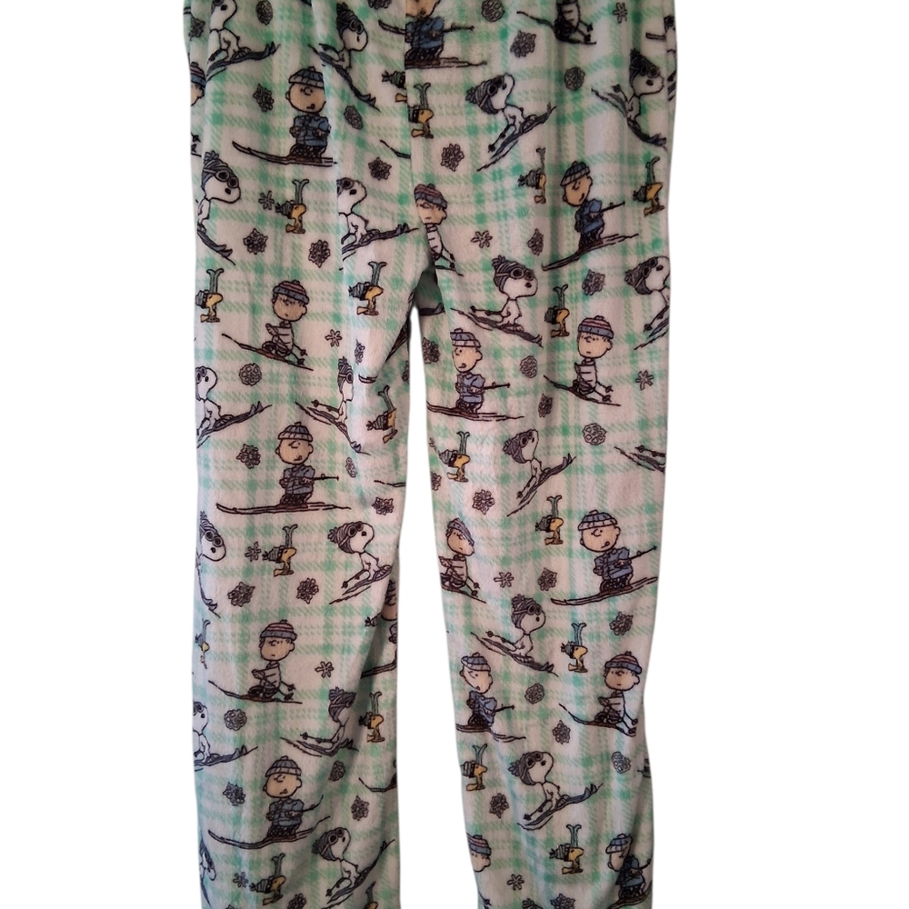 NWT 3pc Peanuts Ski Club Snoopy Pajama Set Aqua + Socks SIZE Large - Picture 4 of 9